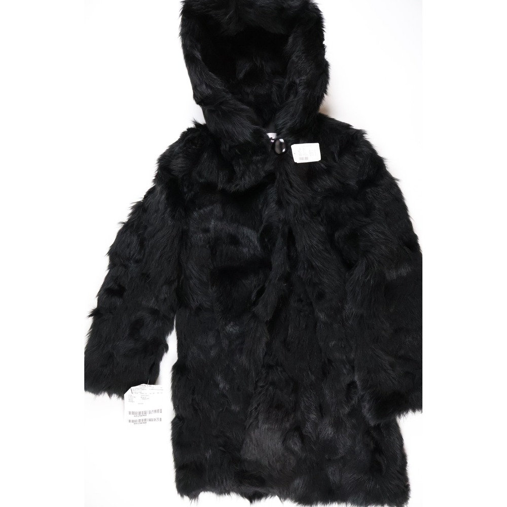 Wolfie Toscana Shearling Hooded Parka Black Solid 10 Lamb Fur NEW  MSRP $1,999